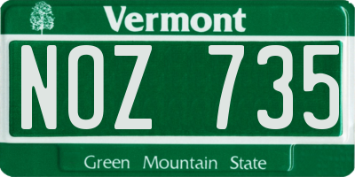 VT license plate NOZ735