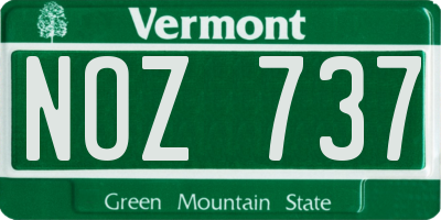 VT license plate NOZ737