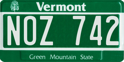 VT license plate NOZ742