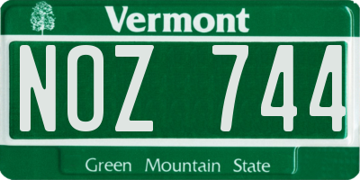 VT license plate NOZ744