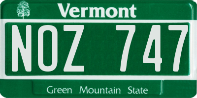 VT license plate NOZ747
