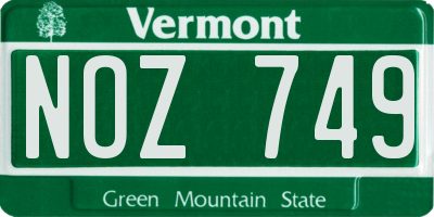 VT license plate NOZ749