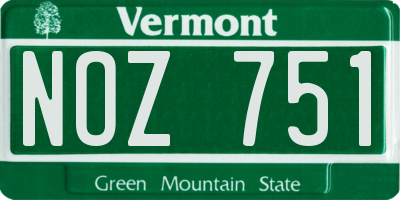 VT license plate NOZ751
