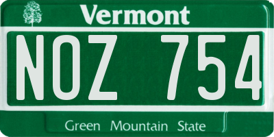 VT license plate NOZ754