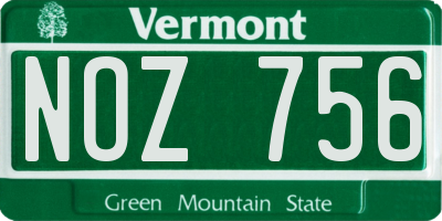 VT license plate NOZ756