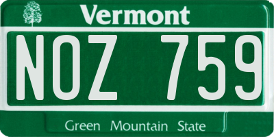 VT license plate NOZ759