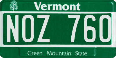 VT license plate NOZ760
