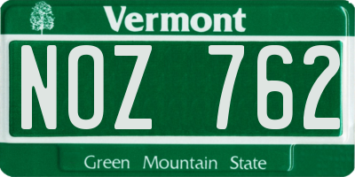 VT license plate NOZ762