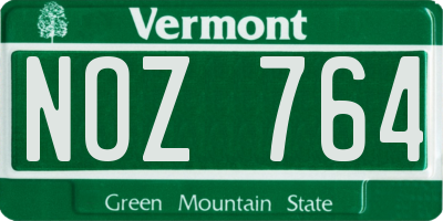 VT license plate NOZ764