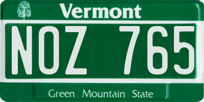 VT license plate NOZ765