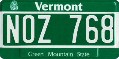 VT license plate NOZ768