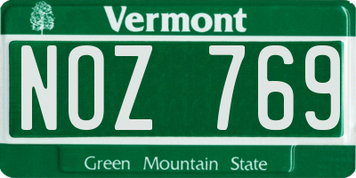 VT license plate NOZ769