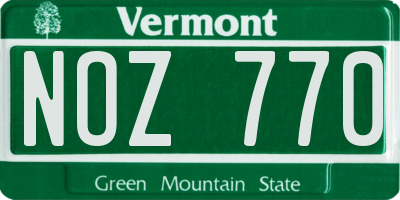 VT license plate NOZ770