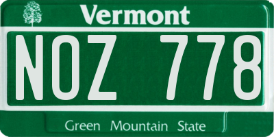 VT license plate NOZ778