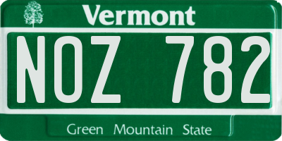 VT license plate NOZ782