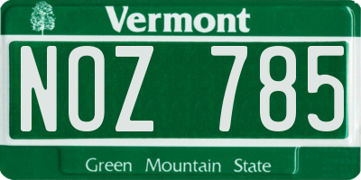 VT license plate NOZ785