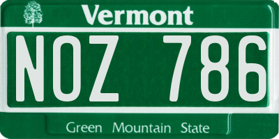 VT license plate NOZ786
