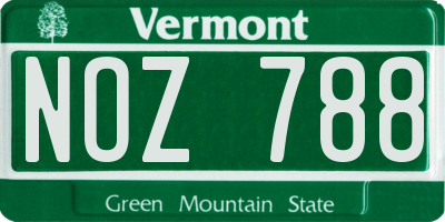 VT license plate NOZ788