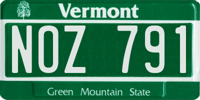 VT license plate NOZ791