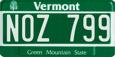 VT license plate NOZ799