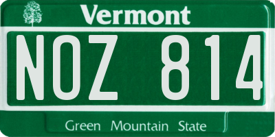 VT license plate NOZ814
