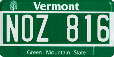 VT license plate NOZ816