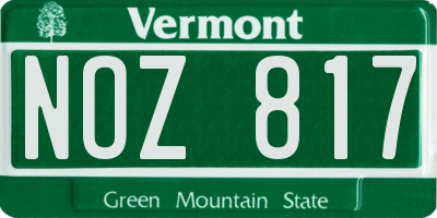 VT license plate NOZ817