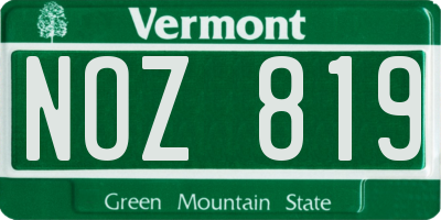 VT license plate NOZ819