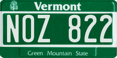 VT license plate NOZ822