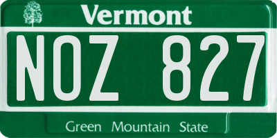 VT license plate NOZ827