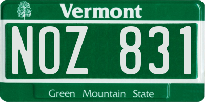 VT license plate NOZ831