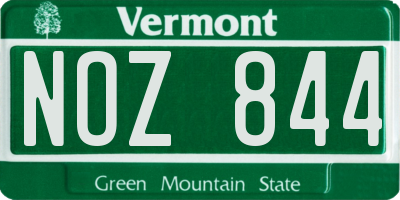 VT license plate NOZ844