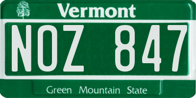 VT license plate NOZ847