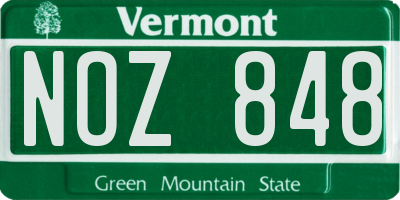 VT license plate NOZ848