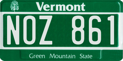 VT license plate NOZ861