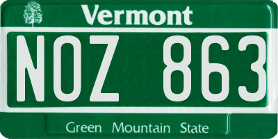 VT license plate NOZ863