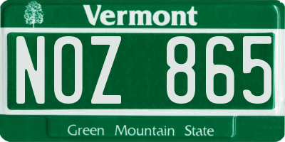 VT license plate NOZ865