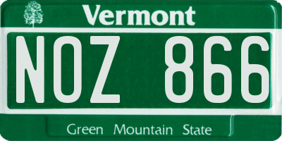 VT license plate NOZ866