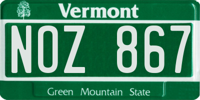 VT license plate NOZ867