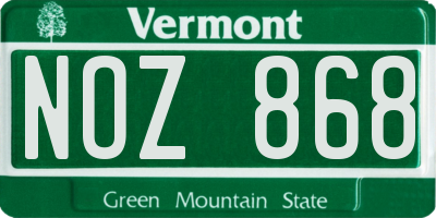 VT license plate NOZ868