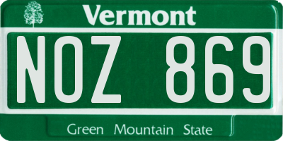 VT license plate NOZ869