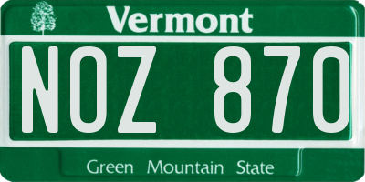 VT license plate NOZ870