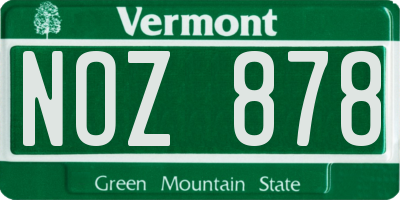 VT license plate NOZ878