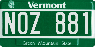 VT license plate NOZ881