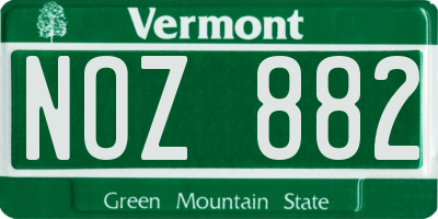 VT license plate NOZ882