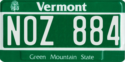 VT license plate NOZ884
