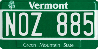 VT license plate NOZ885
