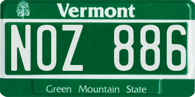 VT license plate NOZ886