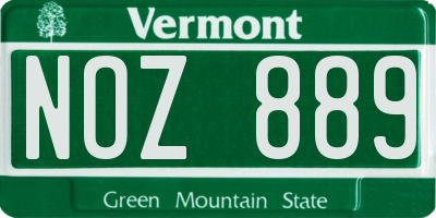 VT license plate NOZ889