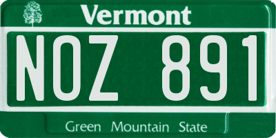 VT license plate NOZ891